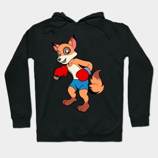 With boxing gloves in boxing ring - cartoon fox boxer Hoodie